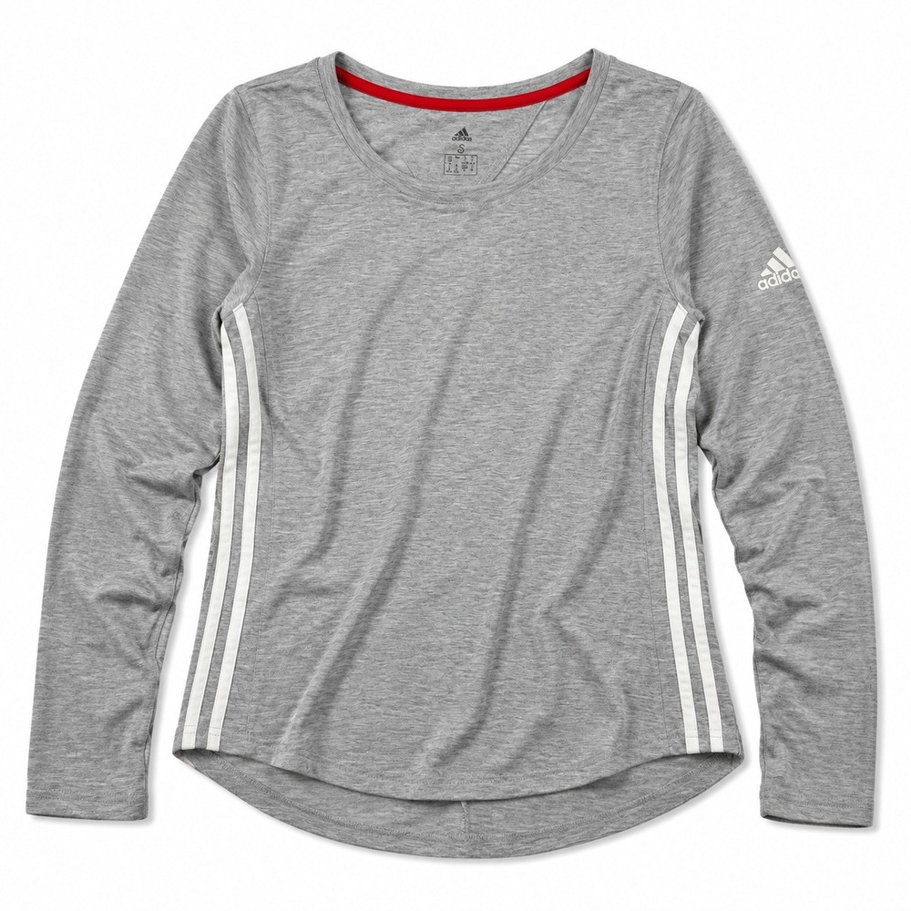 Adidas Originals 3 Stripe Open Back Long Sleeve Tee Gray Women's Small